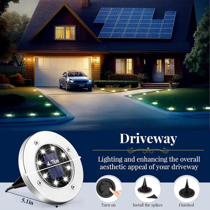 Hoodink Solar Lights Outdoor, Solar Ground Lights for Outside Waterproof, Solar Garden Lights Landscape Lighting for Patio Pathway Lawn Yard Deck Driveway Walkway, Cold White,dorm essentials,home decor,home essentials,camping essentials