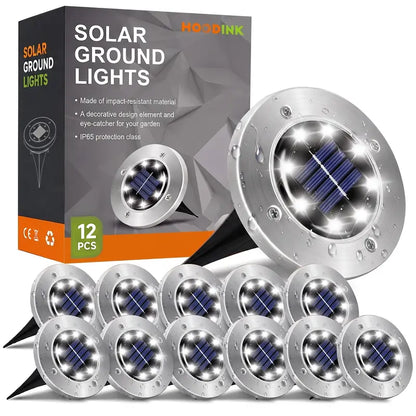 Hoodink Solar Lights Outdoor, Solar Ground Lights for Outside Waterproof, Solar Garden Lights Landscape Lighting for Patio Pathway Lawn Yard Deck Driveway Walkway, Cold White,dorm essentials,home decor,home essentials,camping essentials