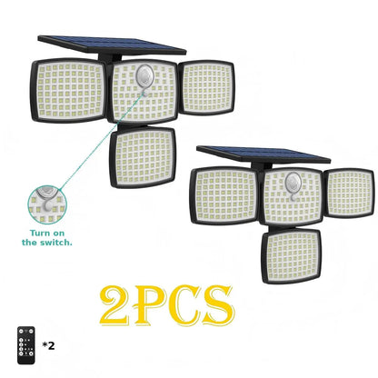 Solar Outdoor Security Light – 4500LM, 306LED, 4-Head Motion Sensor