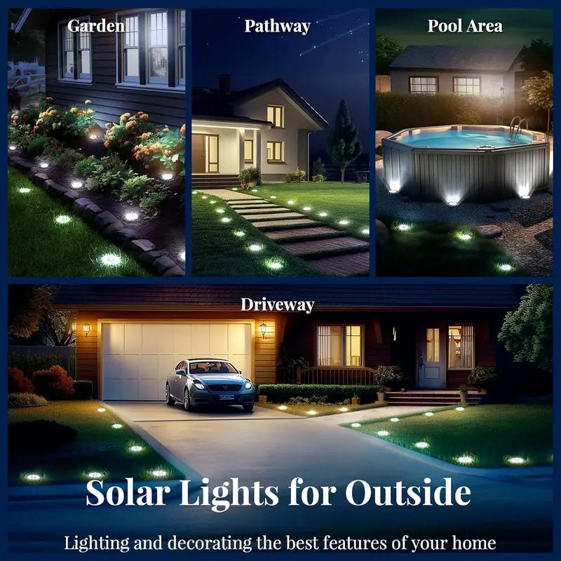 Hoodink Solar Lights Outdoor, Solar Ground Lights for Outside Waterproof, Solar Garden Lights Landscape Lighting for Patio Pathway Lawn Yard Deck Driveway Walkway, Cold White,dorm essentials,home decor,home essentials,camping essentials